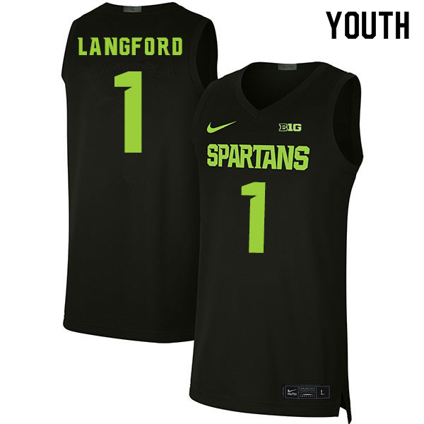 2020 Youth #1 Joshua Langford Michigan State Spartans College Basketball Jerseys Sale-Black